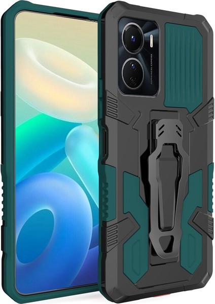 Vivo Y16 Kılıf Ultra Korumalı Manyetik Kemere Takmalı Standlı Klik Kapak