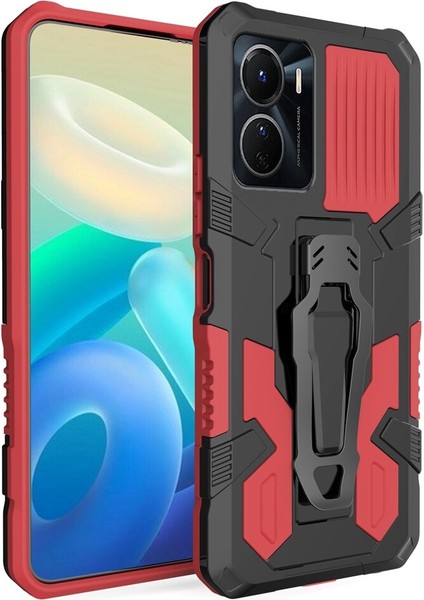 Vivo Y16 Kılıf Ultra Korumalı Manyetik Kemere Takmalı Standlı Klik Kapak