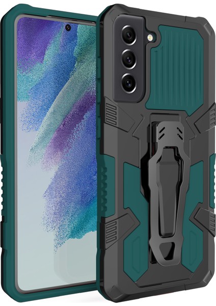 Samsung Galaxy S21 Fe Kılıf Ultra Korumalı Manyetik Kemere Takmalı Standlı Klik Kapak