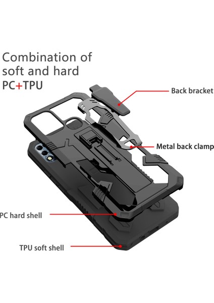 Xiaomi Redmi 10C Kılıf Ultra Korumalı Manyetik Kemere Takmalı Standlı Klik Kapak