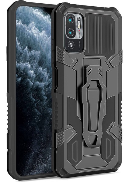 Xiaomi Poco M3 Kılıf Ultra Korumalı Manyetik Kemere Takmalı Standlı Klik Kapak