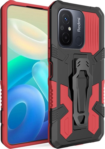 Xiaomi Redmi 12C Kılıf Ultra Korumalı Manyetik Kemere Takmalı Standlı Klik Kapak