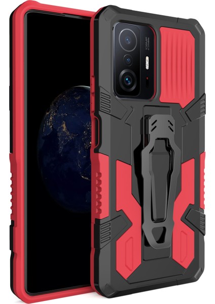 Xiaomi Redmi Mi 11T Kılıf Ultra Korumalı Manyetik Kemere Takmalı Standlı Klik Kapak