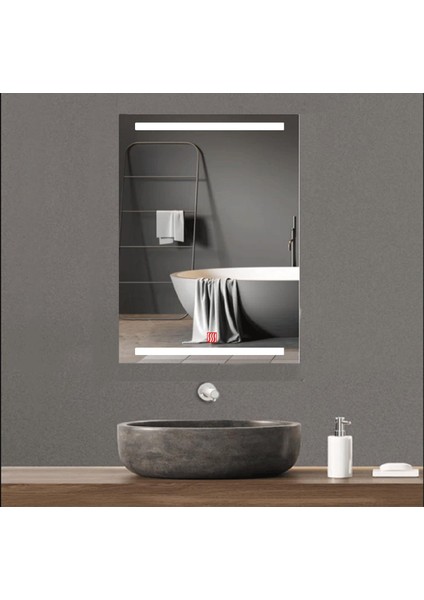 60X80 cm Buğu Çözücülü Kumlamalı Banyo Aynası