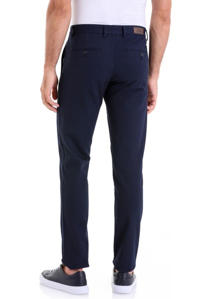 Lacivert D. Slim Fit Desenli Yandan Cepli Kanvas Pantolon indirimleri