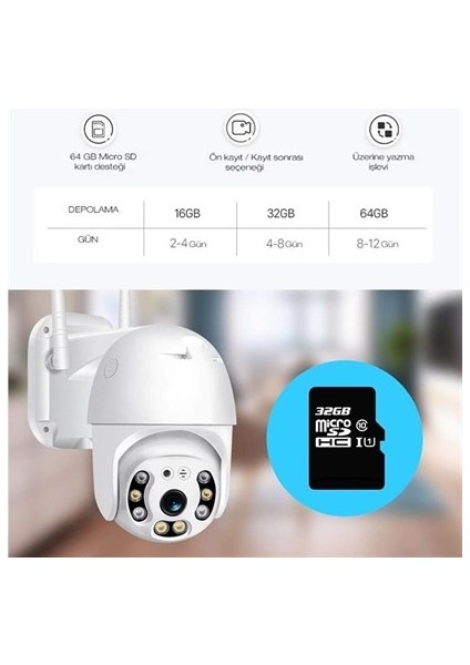 2.0 Mp Hd Lens İç Dış Mekan Suya Danıklı Ip Wifi Network Güvenlik Kamerası Wifi Kamera