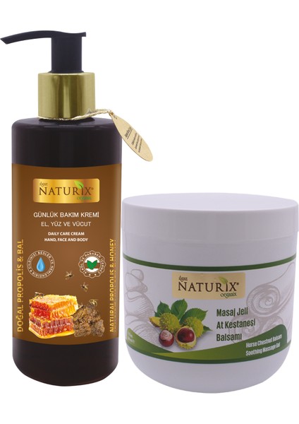 Propolis & Bal Özlü 250 ml Nemlendirici El - Yüz - Vücut Kremi + Naturix At Kestanesi Balsamı 500 ml