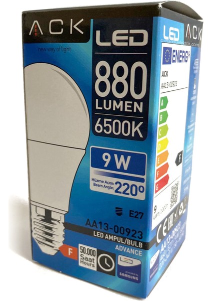 LED Ampul 9W Beyaz Işık (Samsung Ledli) 6500K E27 220V