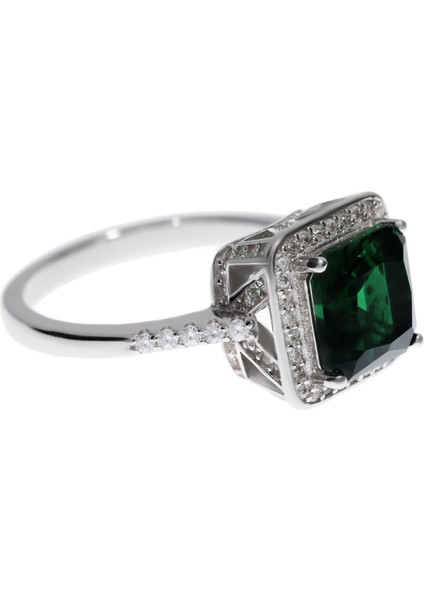 Kadın Zümrüt Renk Gümüş Yüzük fiyatları