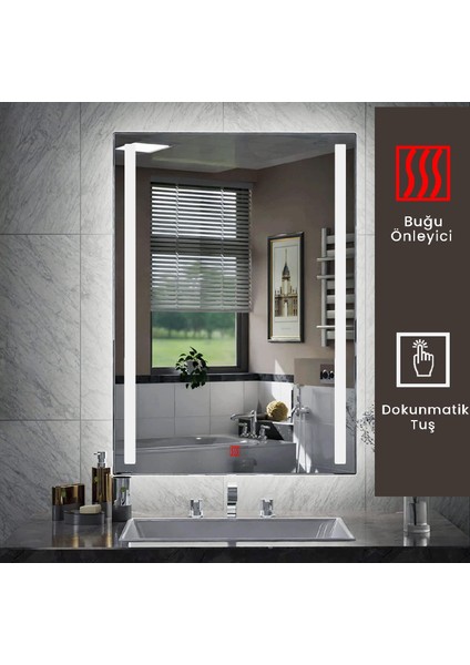 80X120 cm Buğu Çözücülü Kumlamalı Banyo Aynası modelleri