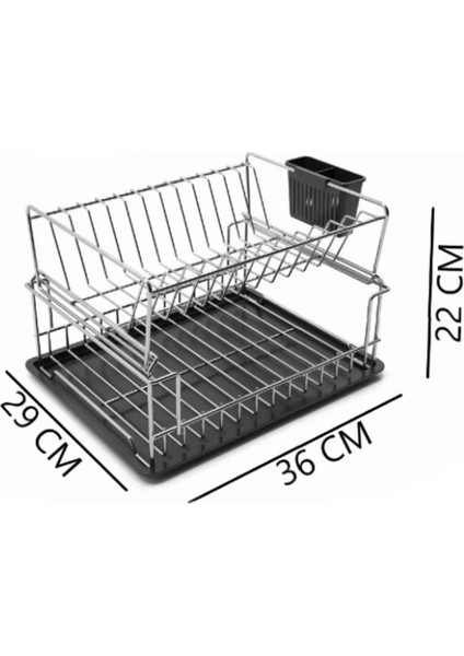 İki Katlı Modüler Tabaklık Bulaşıklık Mat Siyah