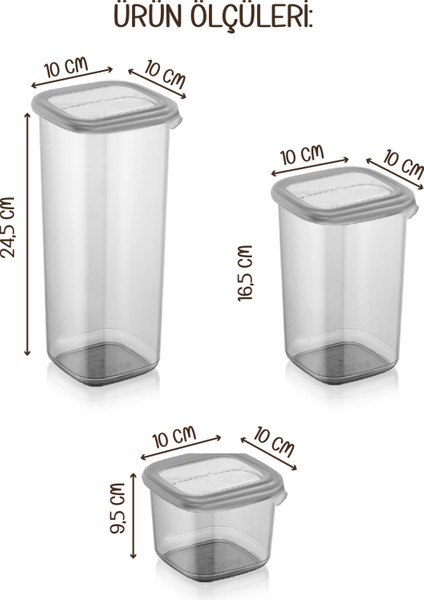 Beyaz Serigrafili Peggy Kare ve Dikdörtgen Saklama Kabı Seti Antrasit 32'li fırsatları