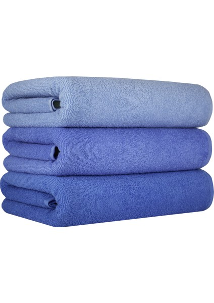 Banyo Havlu Setı 3 Adet 100% Pamuk 70 x 135 cm Koyu Mavi Banyo Havlusu