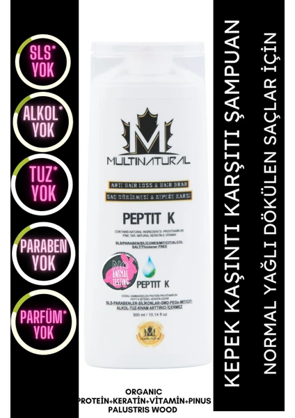 Multi Natural Kepek ve Şaç Dökülmesi  ı Doğal Keratin + Protein Desteği 300 ml