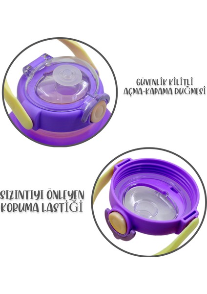 Pipetli Taşıma Askılı Pipetli Sevimli Matara 1300 ml