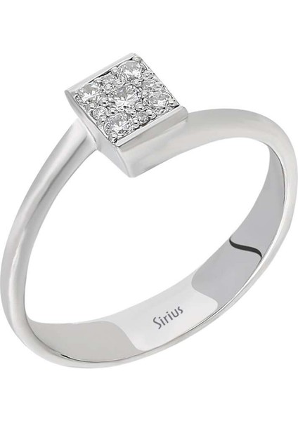 F Renk 0,25 Karat Prenses Kesim Pırlanta Görünümlü Tektaş Yüzük 0423R0151