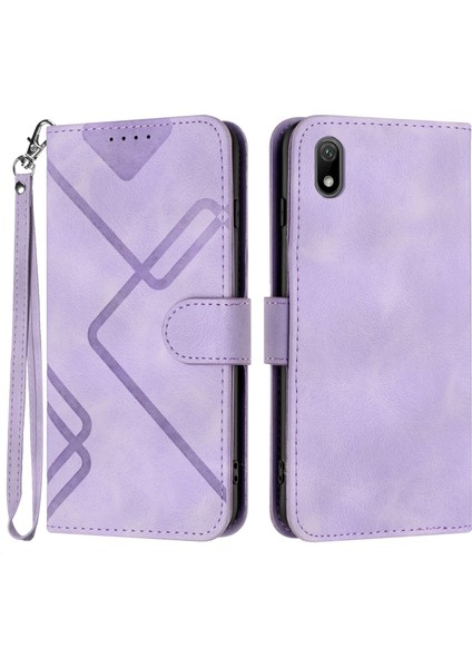 Honor 8s Için Çizgi Desenli Pu Kılıf (Yurt Dışından)