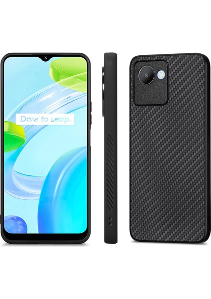 Realme C30 Için Karbon Fiber Dokulu Telefon Kılıfı (Yurt Dışından)