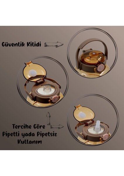 Pipetli Taşıma Askılı Sevimli Ördek Matara 1 Litre