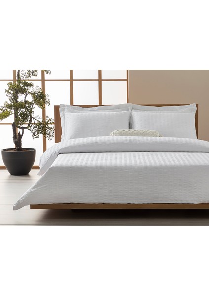 Lidya Pamuk Gofre King Size Nevresim Seti 240 x 220 cm Beyaz