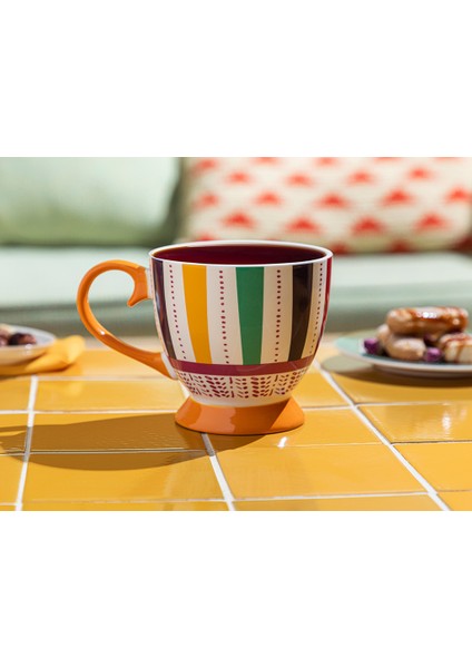 Exotic Strip New Bone China Kupa 460 ml Renkli