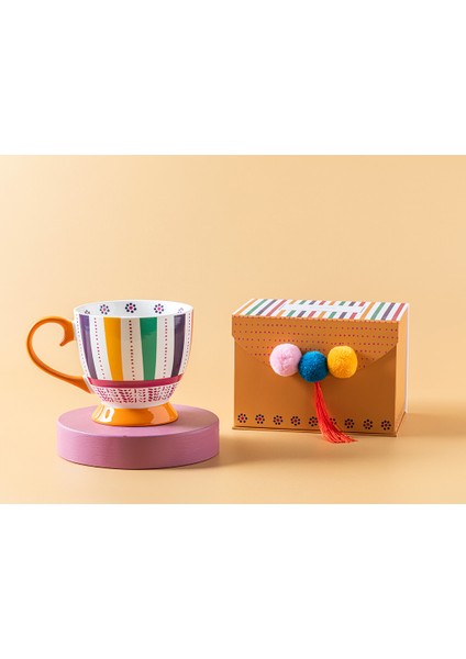 Exotic Strip New Bone China Kupa 460 ml Renkli modelleri