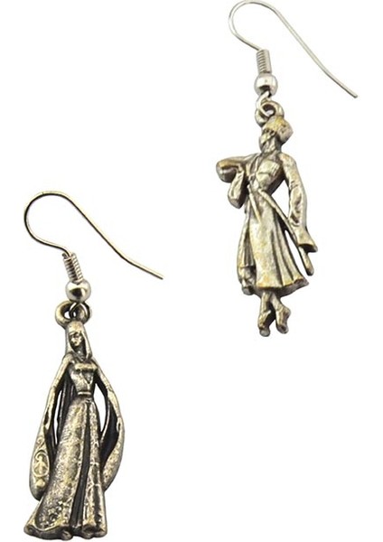 Kadın-Erkek Figürlü Gümüş Kaplama Küpe