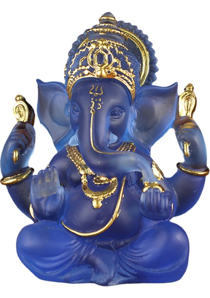 Ganesha Heykelcik Hint Fengshui Fil Tanrı Heykelleri Ev Süsleri El Sanatları Mavi (Yurt Dışından)