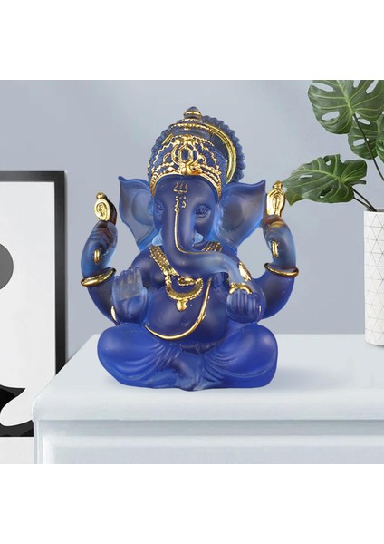 Ganesha Heykelcik Hint Fengshui Fil Tanrı Heykelleri Ev Süsleri El Sanatları Mavi (Yurt Dışından) modelleri
