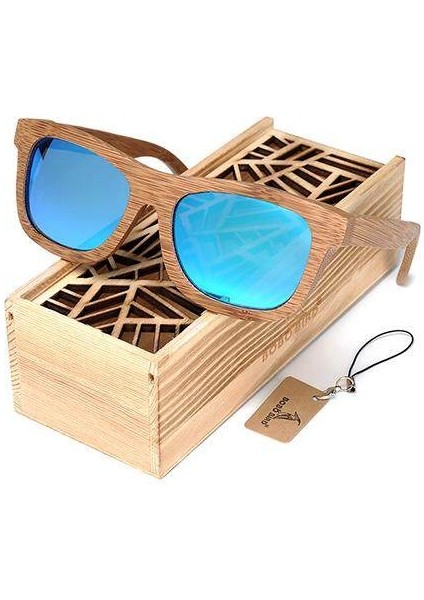 Bobo Bırd W-Bg003 Kare Erkek Güneş Gözlüğü Polarize Uv Koruma Gözlük Kadın Bambu Güneş Gözlükleri Lunettes Femmes Solaire (Yurt Dışından)