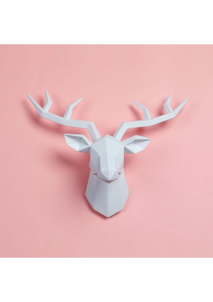 Reçine Geyik Heykel Duvarı Montaj Hayvan Heykel Figürinler Dekorasyon Beyaz (Yurt Dışından) fiyatları