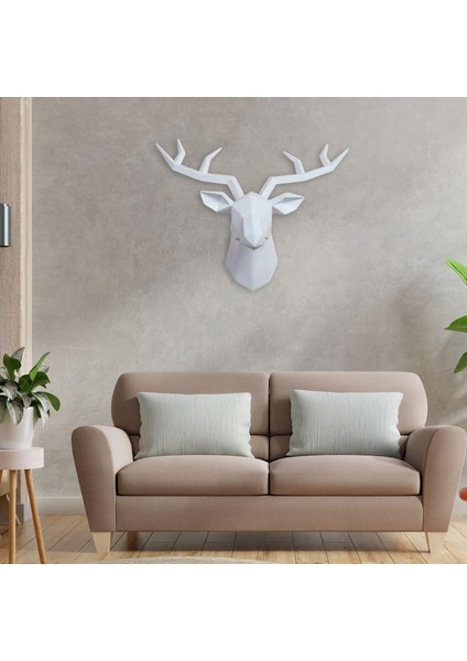 Reçine Geyik Heykel Duvarı Montaj Hayvan Heykel Figürinler Dekorasyon Beyaz (Yurt Dışından) modelleri