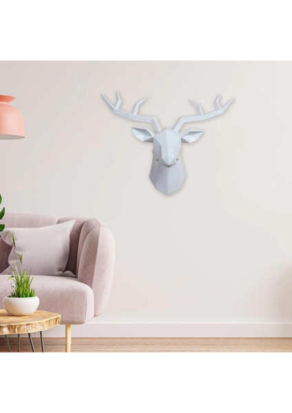 Reçine Geyik Heykel Duvarı Montaj Hayvan Heykel Figürinler Dekorasyon Beyaz (Yurt Dışından) indirimleri