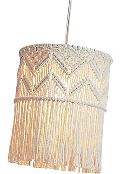 Makram Abajur Asılı Kolye Işık Örtüsü Modern Kreş Ofis Fitting Bej (Yurt Dışından)