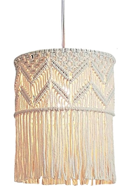 Makram Abajur Asılı Kolye Işık Örtüsü Modern Kreş Ofis Fitting Bej (Yurt Dışından) fiyatları