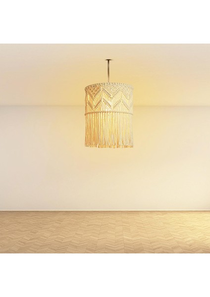 Makram Abajur Asılı Kolye Işık Örtüsü Modern Kreş Ofis Fitting Bej (Yurt Dışından) fırsatları