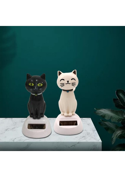2x Güneş Dansı Oyuncakları Güneş Enerjili Kedi Heykel El Sanatları Heykel Heykel Figürin 2*Kedi (Yurt Dışından) modelleri
