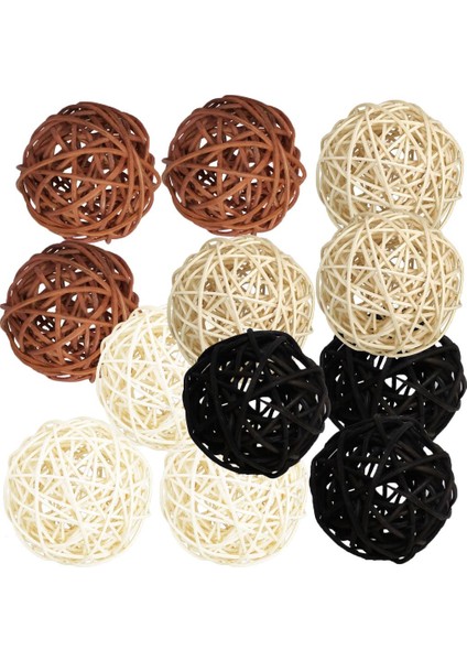 12 Adet Rattan Topları Rattan Topları Dekoratif Toplar Rattan Top Düğün Partisi (Yurt Dışından)