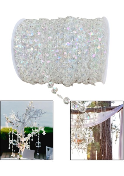1 Rulo Kristal Boncuk Çelenk Telleri Dekor 50 Ft Boncuklar Zincir Çelenkler Parlıyor (Yurt Dışından) modelleri