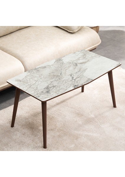 Vega Mdf Ahşap Orta Sehpa - Beyaz Mermer Desenli