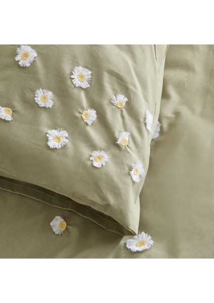Lily %100 Pamuk Çift Kişilik Nakışlı Nevresim Takımı Yeşil fırsatları