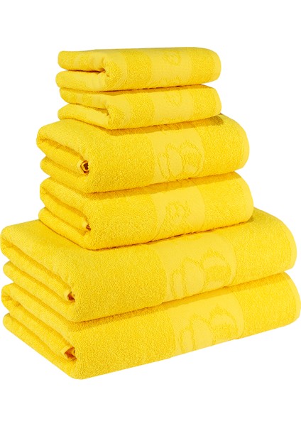 Arı Desenli Arı Desenli %100 Pamuk Banyo Havlu Seti 12 Adet, 4 Banyo Havlusu, 4 El Havlusu, ve 4 Yüz Havlusu, -Comfort- Açık Sarı, Sarı,
