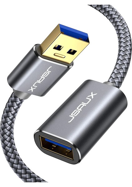 USB 3.0 Hızlı Şarj ve Data Kablosu Ekstra Dayanıklı USB A Uzatma Kablosu CD0005 Gri
