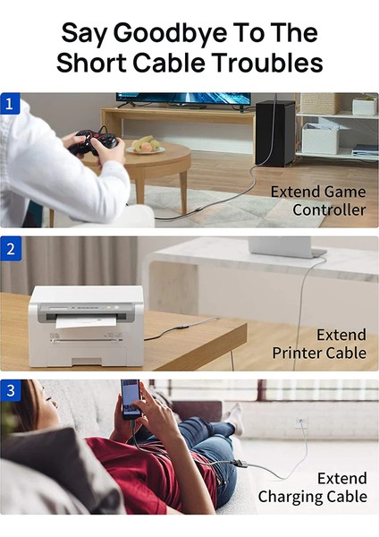 USB 3.0 Hızlı Şarj ve Data Kablosu Ekstra Dayanıklı USB A Uzatma Kablosu CD0005 Gri fiyatları