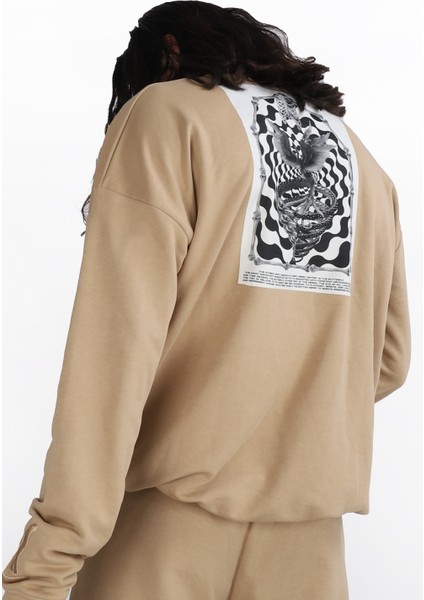 Erkek Reincarnation Oversize Bej Sweatshirt