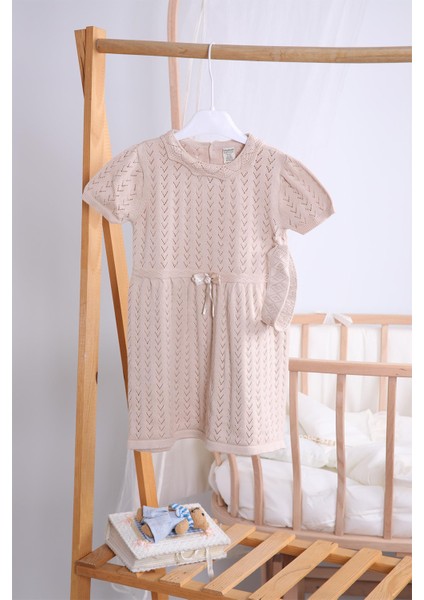Saç Bantlı Bebe Yaka Triko Kız Bebek Elbise 5509 fiyatları