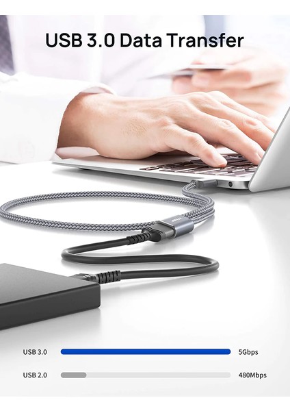 USB 3.0 Hızlı Şarj ve Data Kablosu Ekstra Dayanıklı USB A Uzatma Kablosu CD0005 Gri indirimleri