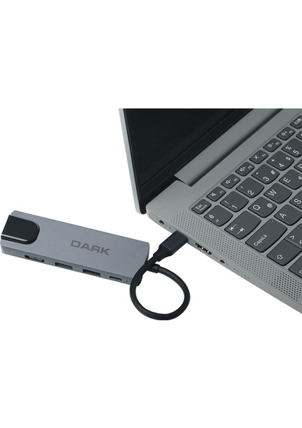 USB 3.1 Type-C to Ethernet / HDMI / USB 3.0 - USB 2.0 / USB-C PD 65W Macbook Pro/Air & Notebook/Ultrabook için Port Çoklayıcı HUB (DK-AC-U31X46)