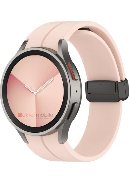 Samsung Galaxy Watch 4 40 44 mm Silikon Kordon Magnetik D Tokalı Spor Kayış Mıknatıslı Toka