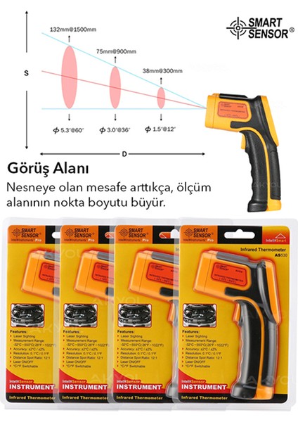 AS530 Lazerli Sıcaklık Ölçer 550°C